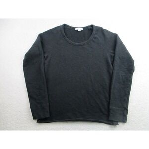 James Perse Pullover Sweater Womens 1 Black Long Sleeve Crewneck Terry Cloth Top